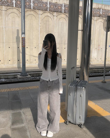 Boarding Grey Wide Denim Pants
